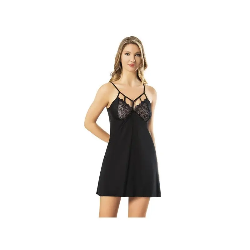 Kota Women's Model Lace Detailed Short Nightgown Set 6213