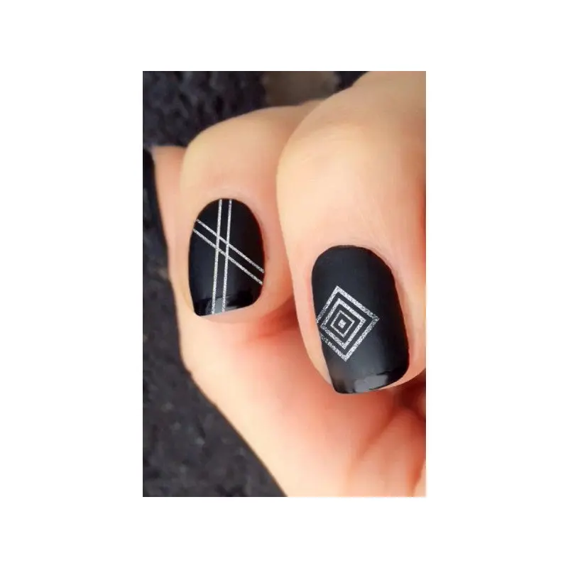 Silver Ethnic Stripes Metallic Nail Sticker, Nail Sticker, Nail Art