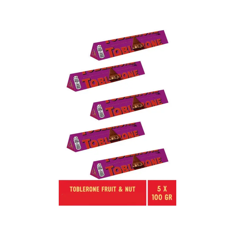 Toblerone Fruit & Nut Chocolate Tablets With Fruits And Hazelnuts 100 Gr - 6 Pieces