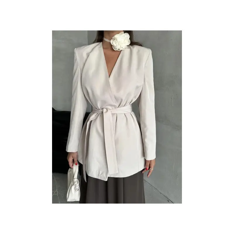 Stone Elegant Belted Jacket
