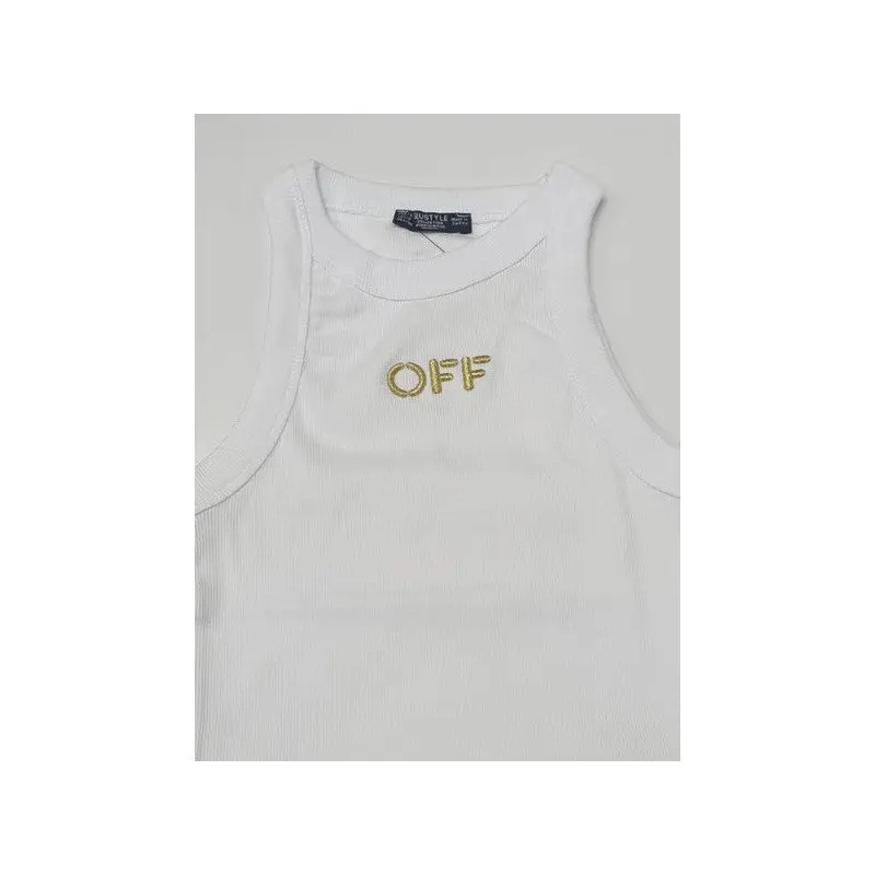 White-Gold Halter Neck Off Glitter Embroidered Undershirt