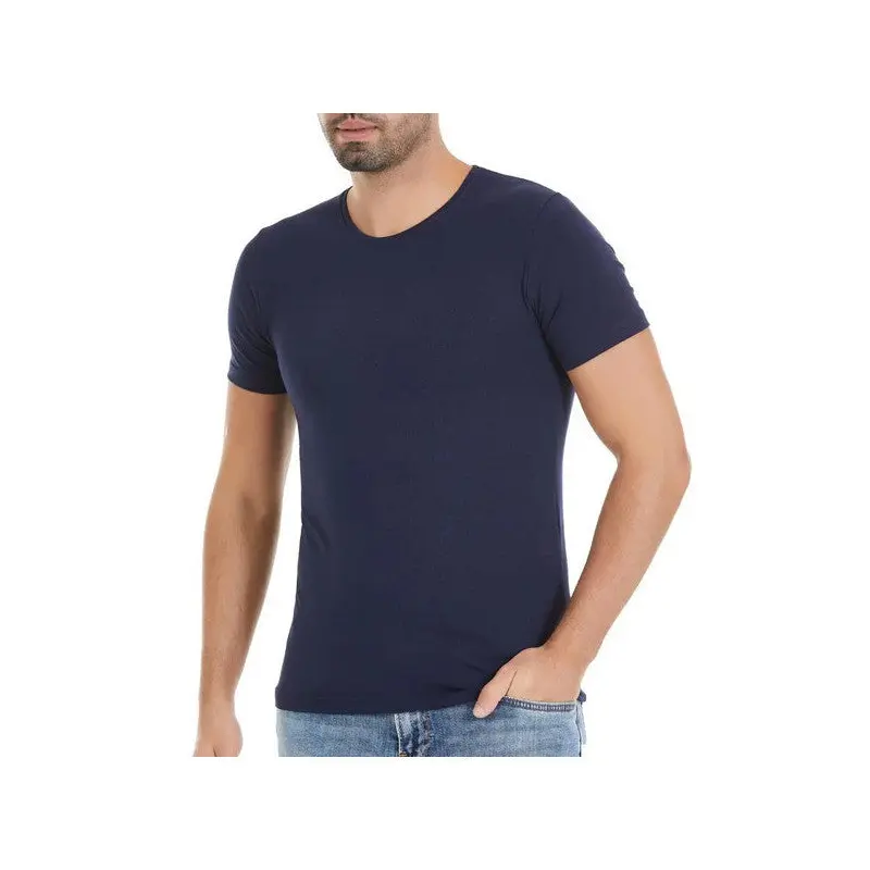 3 Pieces Yldz Men's Modal Short Sleeve T-Shirt Undershirt Navy Blue 337