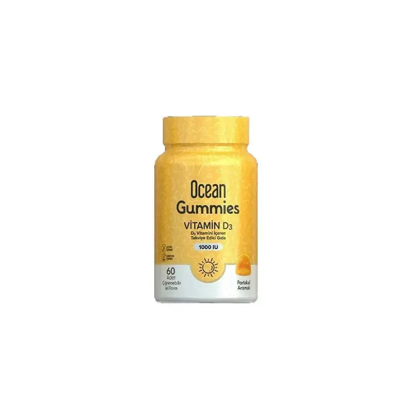 Ocean Gummies Vitamin D3 1000Iu 60 Chewable Gel Form Orange Flavor