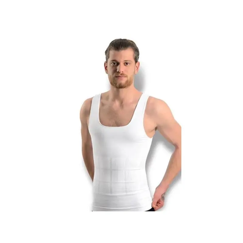 Sistina Men's White Seamless Body Shaper Corset Undershirt 740