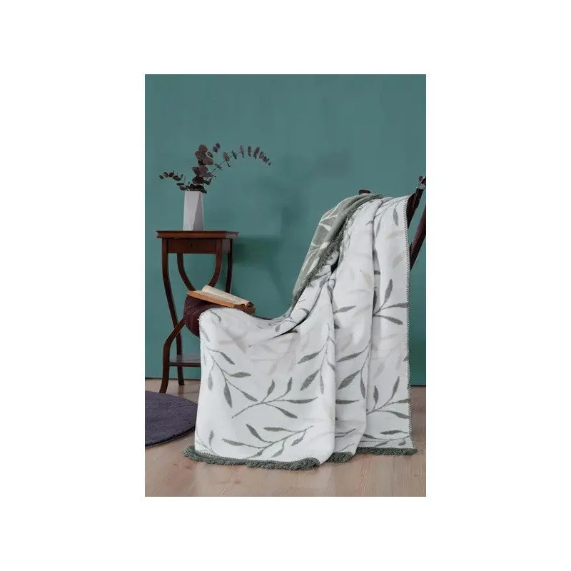 Crocus Single Cotton Blanket Green-Beige