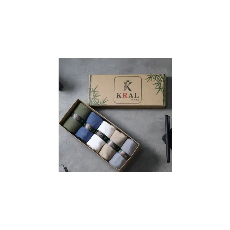 Bamboo Men's Socks Classic Sock Plain Long Summer Seamless 5-Piece Boxed Premium Set