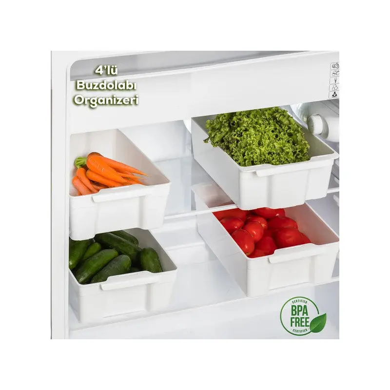 Porsima 229 Multi-Purpose Refrigerator Organizer Cabinet Organizer 4-Piece Refrigerator Basket White