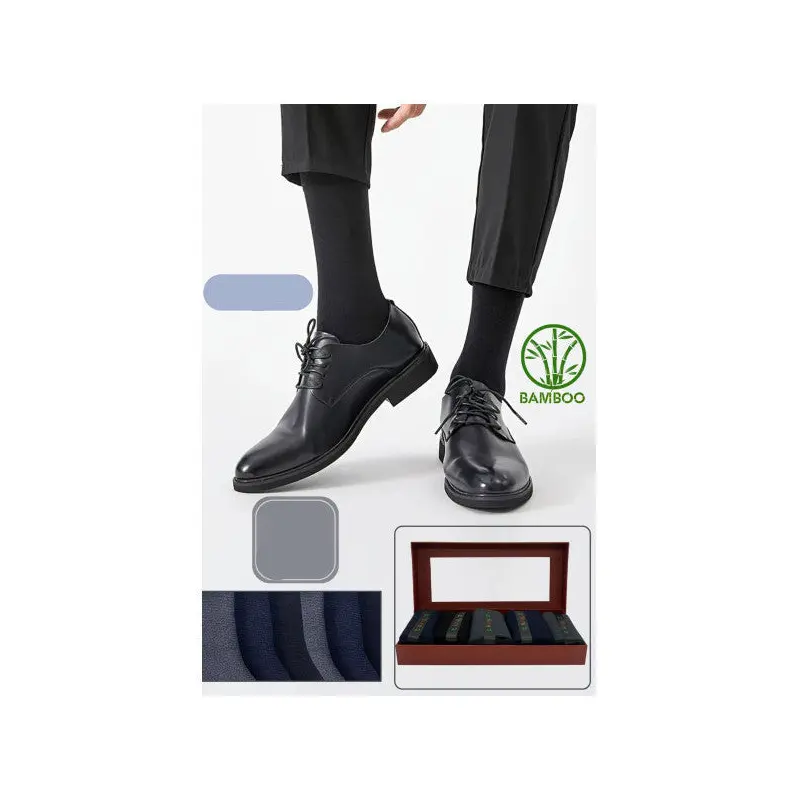 Premium Business (5 Pairs Gift Boxed) Classic Long Seasonal Seamless Men's Bamboo Ankle Socks