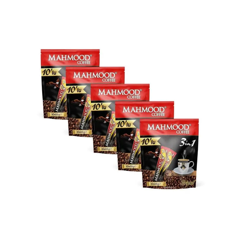 Mahmood Coffee 3 n 1 Coffee 18 Gr X 10 Pieces X 5 Pack