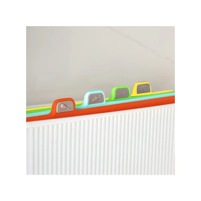 Porsima 1074-1 White-White Stand Multi Cutting Board Set-Red Meat Fish Vegetable White Meat-Vivid Color