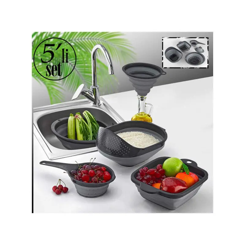 Porsima 5 Piece Foldable Accordion Strainer Set