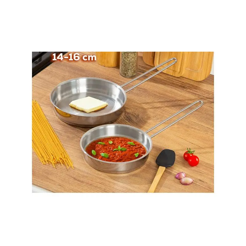 Porsima Stainless Steel Sauce Pan Set - Shallow Sauce Pan 14-16 Cm
