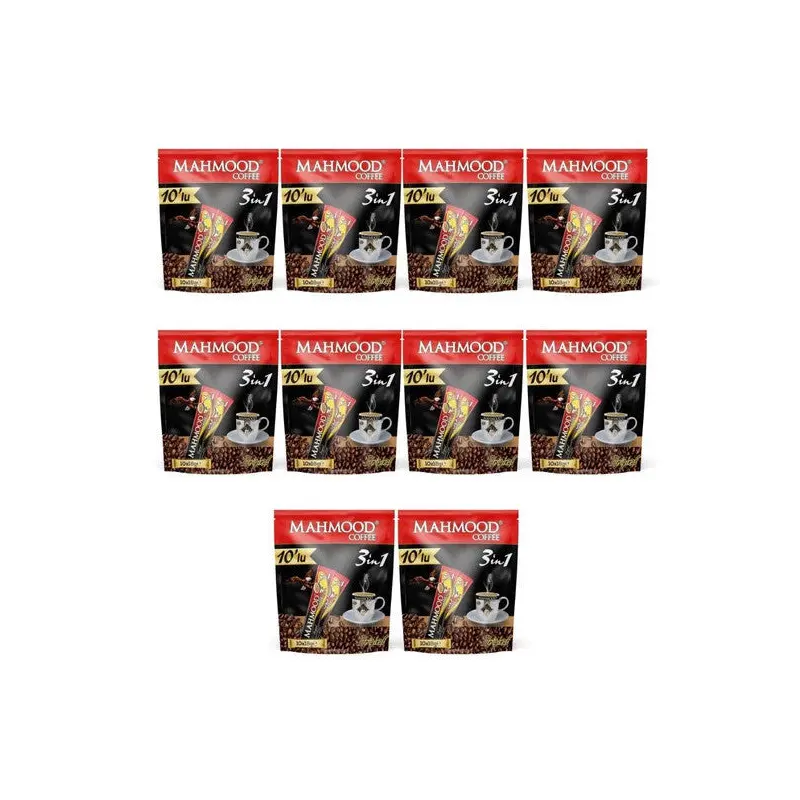 Mahmood Coffee 3 n 1 Coffee 18 Gr X 10 Pieces X 10 Pack