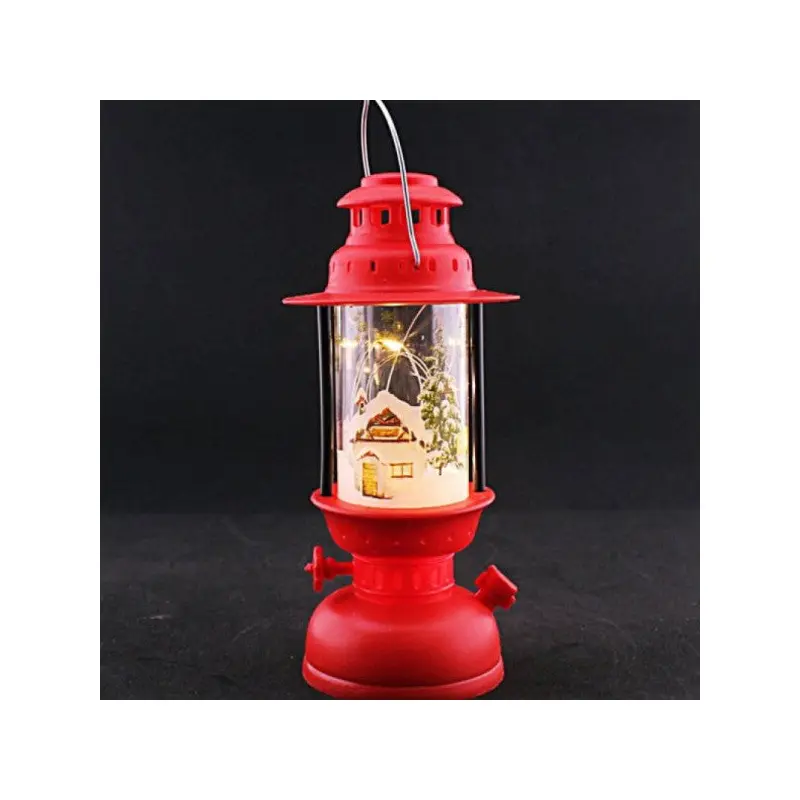New Year Lantern LED Lighted Christmas Tree Ornament, Battery Operated, with Hanging Wire Red