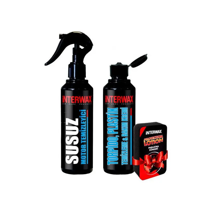 Interwax 2 Pcs Car Care And Cleaning Set Waterless Engine Cleaner + Dashboard Polishing Cream + Sponge