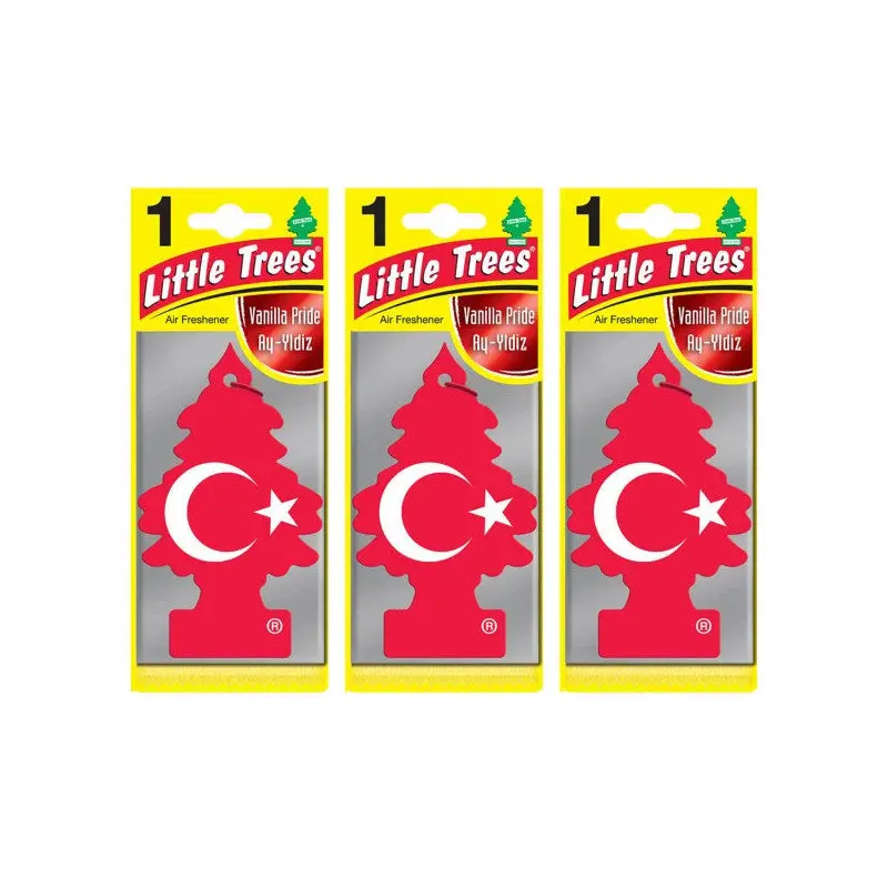 Little Trees 3 Pieces Turkish Flag Vanilla Flavored Car Air Freshener