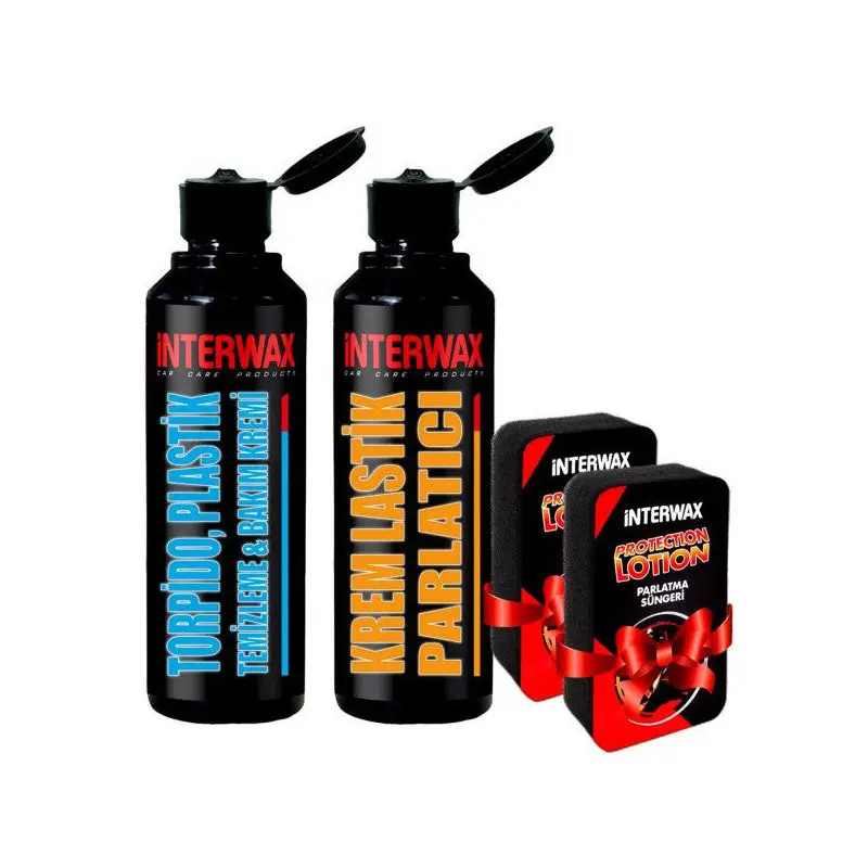 Interwax 2 Piece Car Care And Cleaning Set Dashboard Shine Cream + Tire Shine Cream + 2 X Sponge