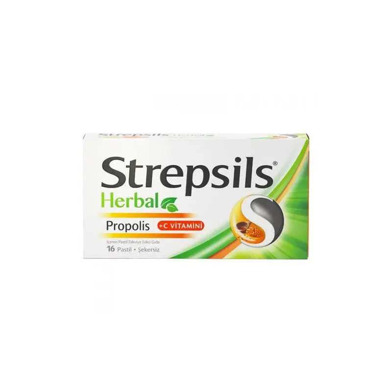 Strepsils Herbal Propolis + Vitamin C Containing Supplementary Food 16 Pastilles