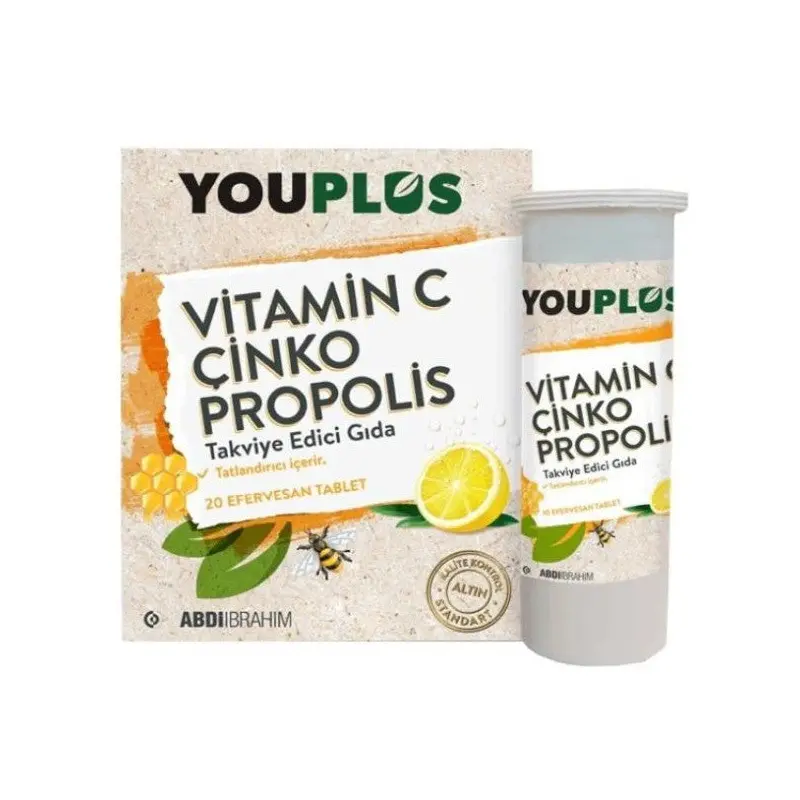 Youplus Vitamin C Zinc Propolis Effervescent 20 Tablets
