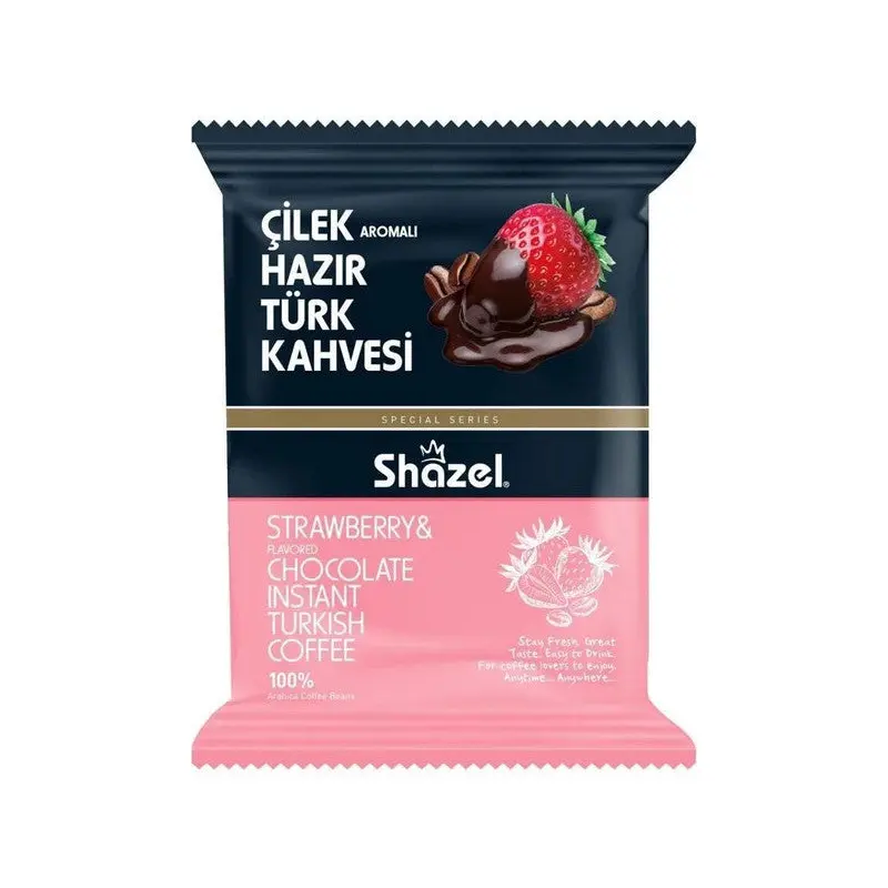 Shazel Special Strawberry Instant Turkish Coffee 100 Gr 16 Pieces