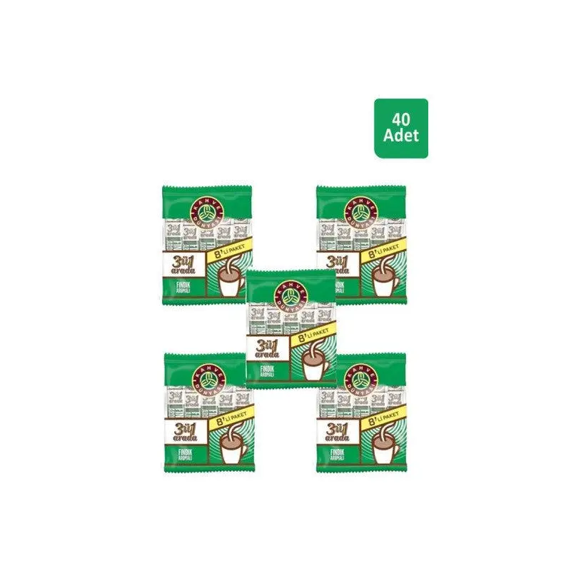 Coffee World 3 n 1 Hazelnut Flavored Coffee 8 X 18 Gr X 5 Pieces