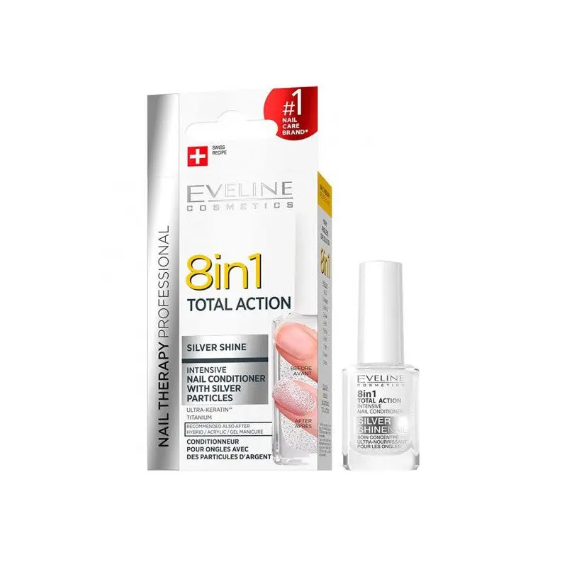 Eveline 8 In 1 Total Action Silver Shine Nail Conditioner 12Ml | Nail Care