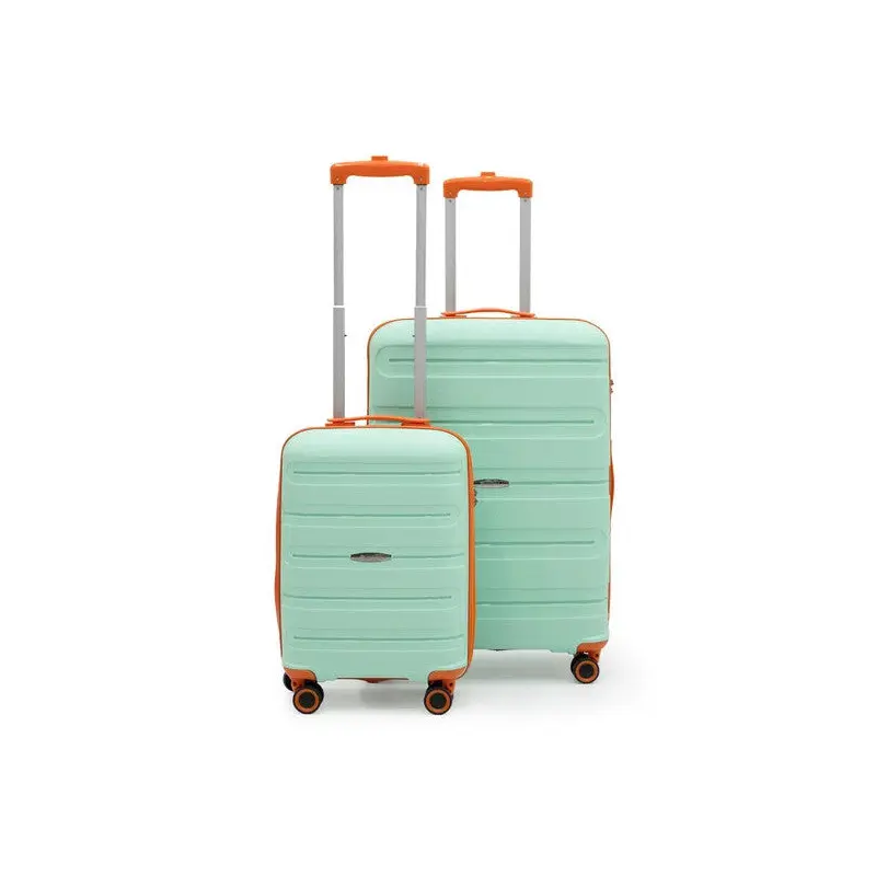 Artemis Polypropylene & Shatterproof 2-Piece Luggage Set Large & Cabin - Aqua Green