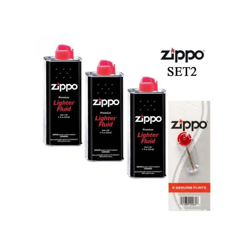 Zippo 3 Petrol + 1 Pack Stone Set