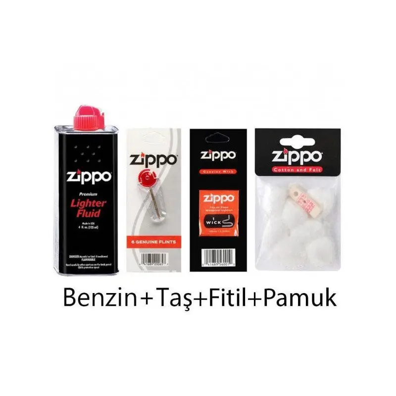 Zippo Lighter Gasoline+Stone+Wick+Cotton Felt Set