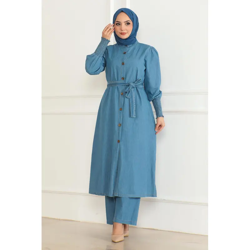 Slit Denim Suit Light Blue 19227