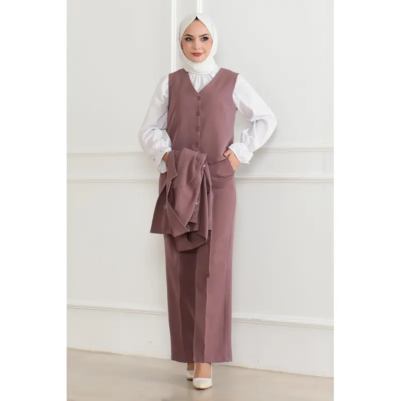 Vested Three-Piece Suit Dusty Rose Msw19222-3