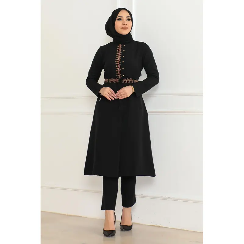 Embroidered Detailed Suit Black 6145