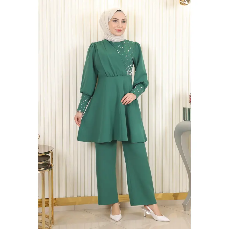 Pearled Two-Piece Set Emerald 17801