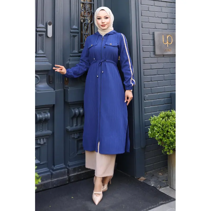 Tied Waist Hooded Set Indigo 19241