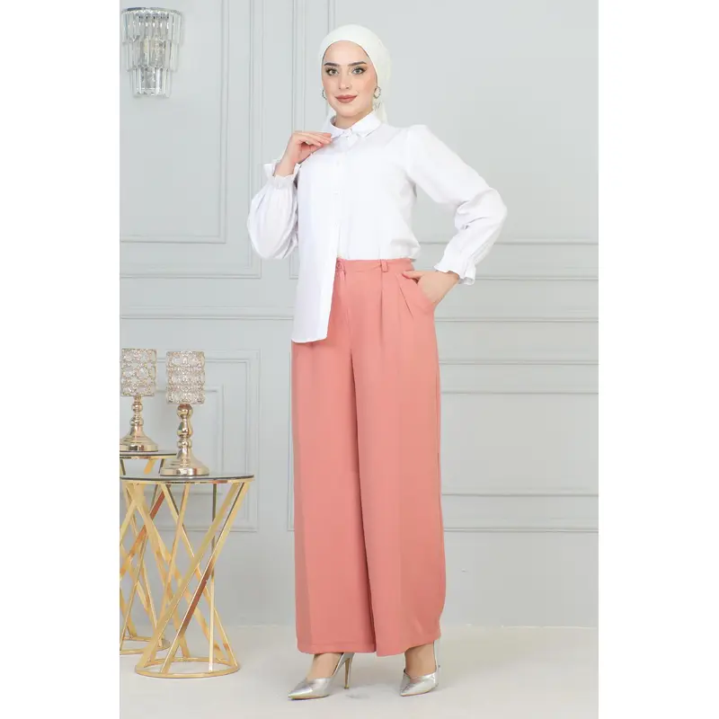 Wide Leg Trousers Pink 6099