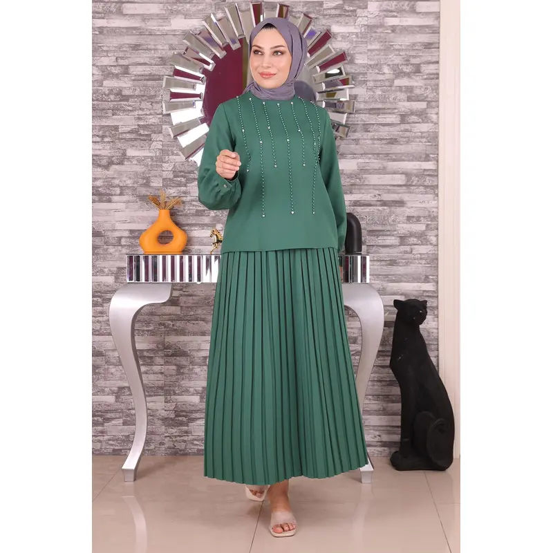 Pearl And Stone Detailed Set Emerald 19135