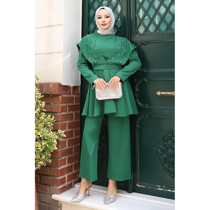 Pearl Detailed Suit Emerald 19202