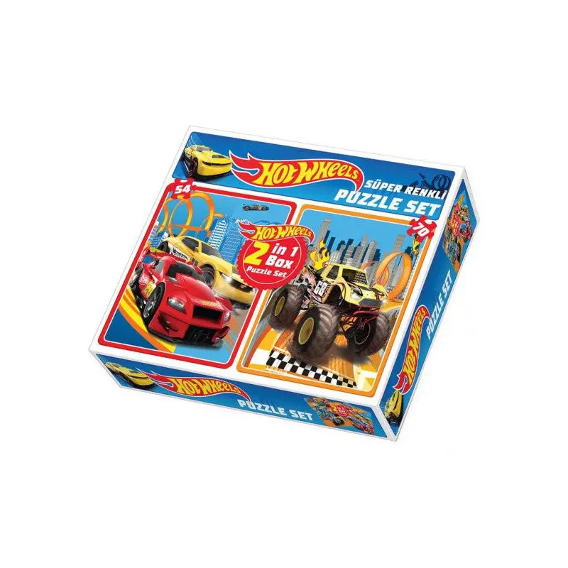 1535 Diytoy Super Colorful 2 Piece Puzzle Set - Hot Wheels / 54+70 Piece Puzzle