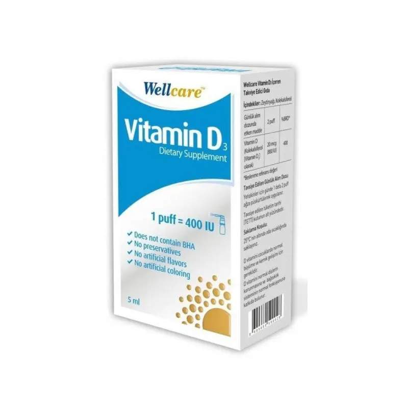 Wellcare Vitamin D3 400Iu Spray 5Ml