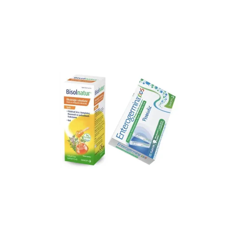 Bisolnatur Herbal Syrup 128 Gr + Enterogermina Kids (Child) Probiotic 5 Ml 10 Vials Advantageous Package