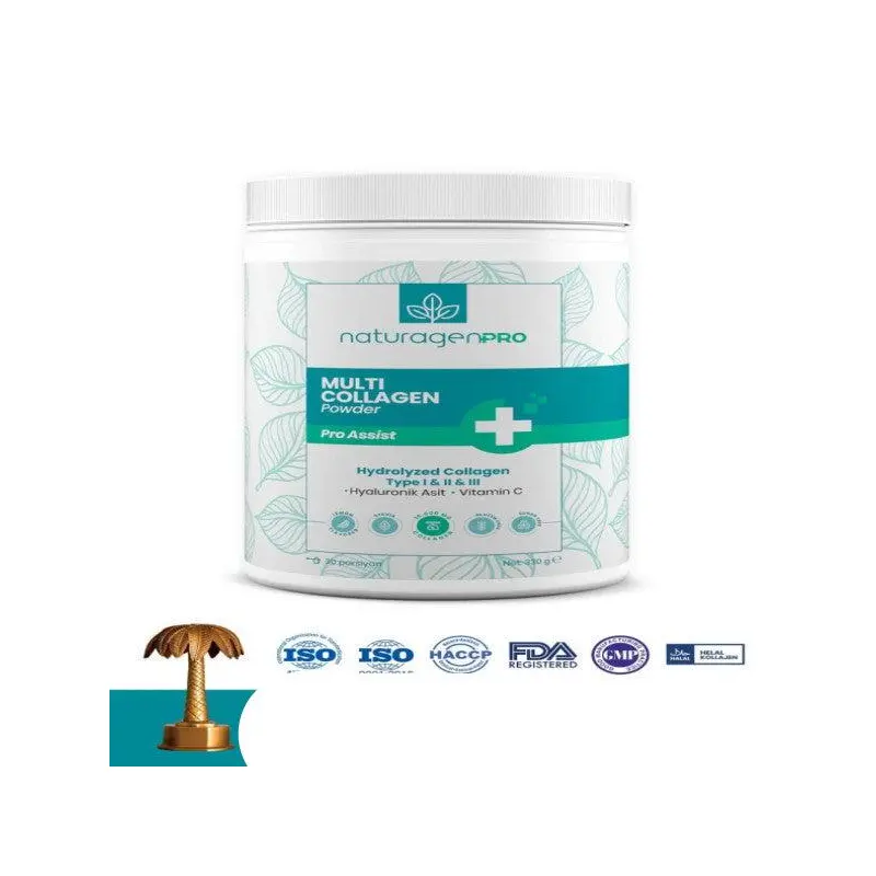 Naturagen Pro Collagen Powder 330Gr Type 1-2-3 Lemon Flavored Hyaluronic Acid And Vitamin C