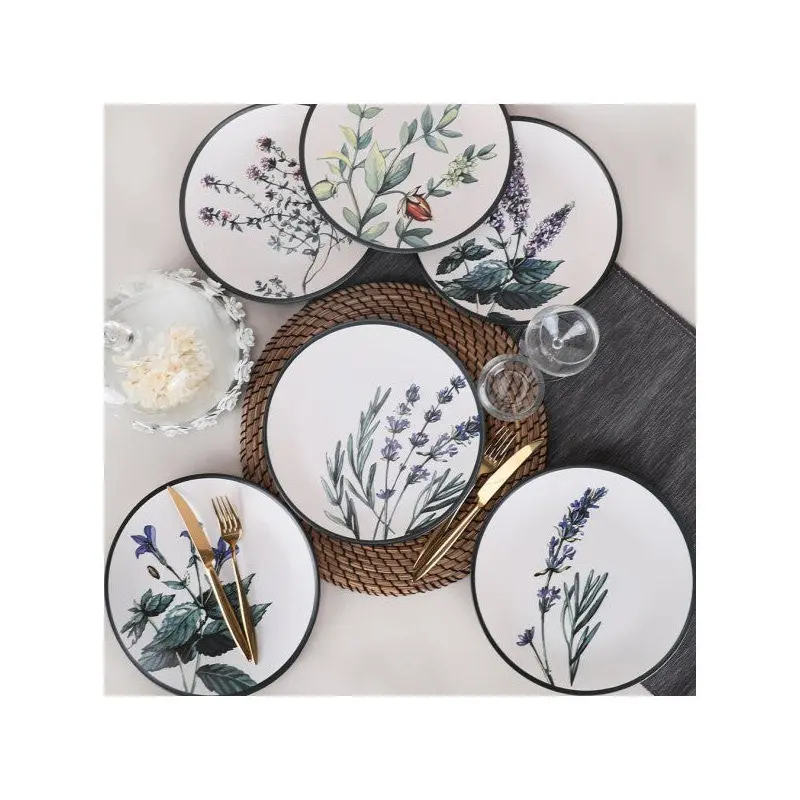 Keramika Flower Garden Serving Plate 25 Cm 6 Pieces - 18938-39-40-41-42-43