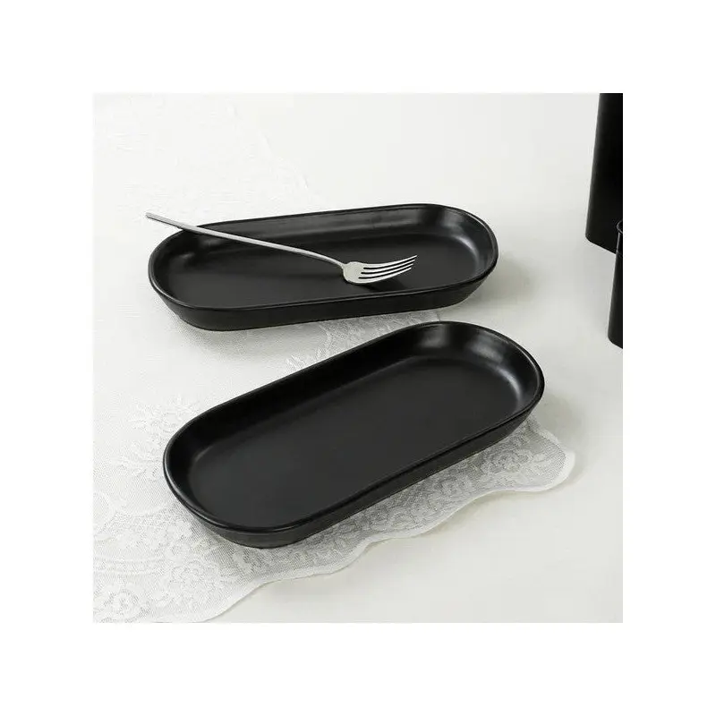 Keramika Matte Black Noyan Boat Plate 2 Pieces 28 Cm