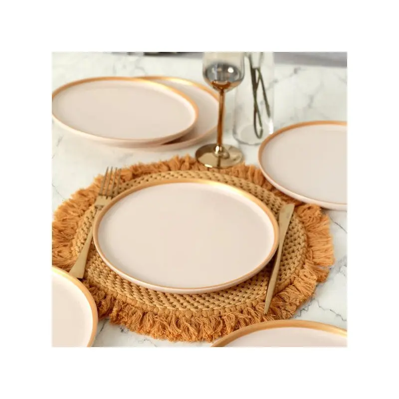 Keramika Nordic Gold Matte Cream Cake Plate 22 Cm 6 Pieces - 950