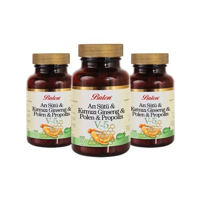 Balen (V5) Royal Jelly & Red Ginseng & Pollen & Propolis Tableat X 3 Pieces