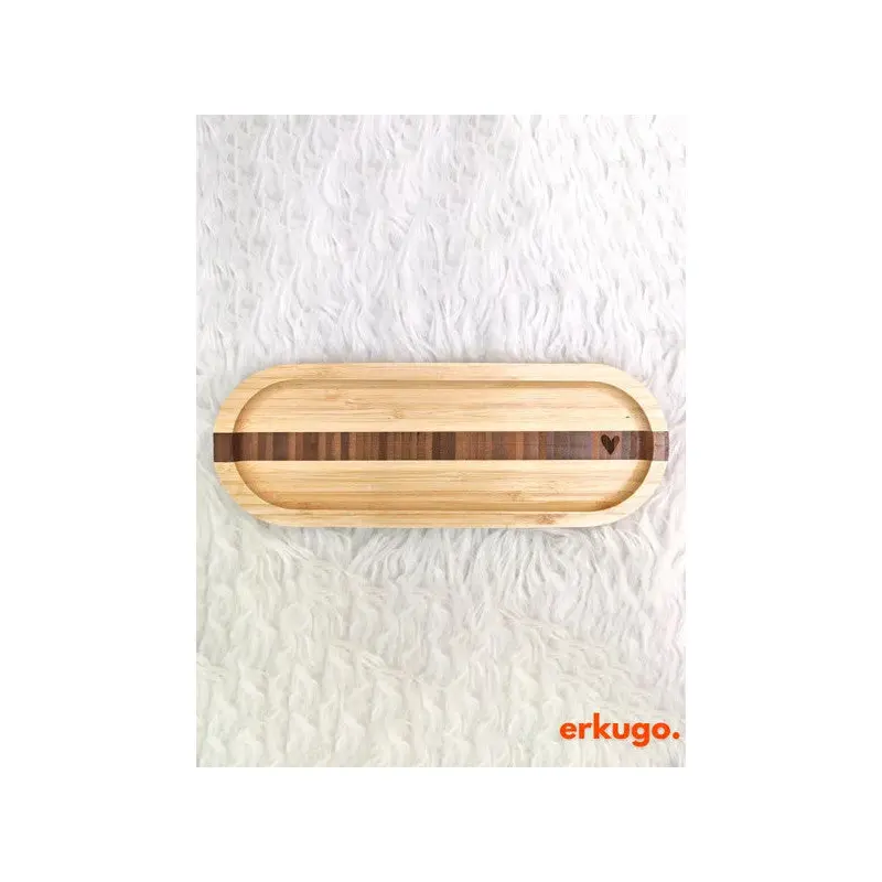 Bamboo Heart Patterned Oval Serving Plate, Presentation Plate