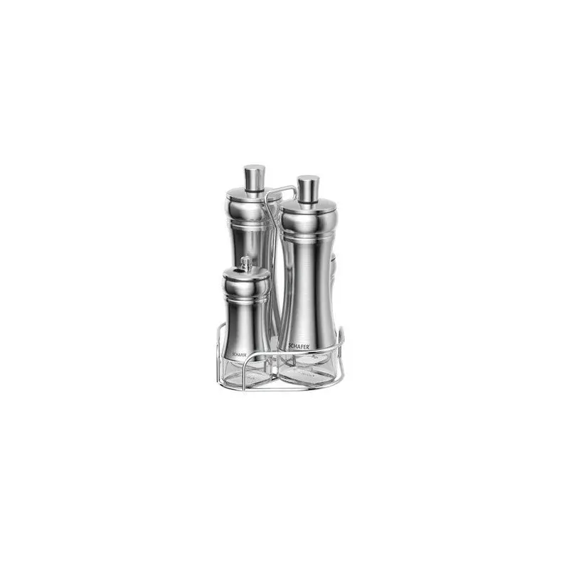 Schafer Retro Oil + Vinegar Bottle Set 5 Pieces-Inox