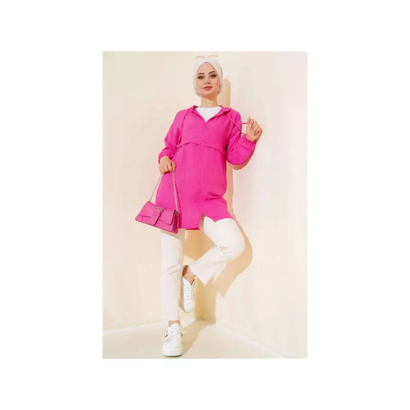 Araboy Hooded Linen Cap Fuchsia