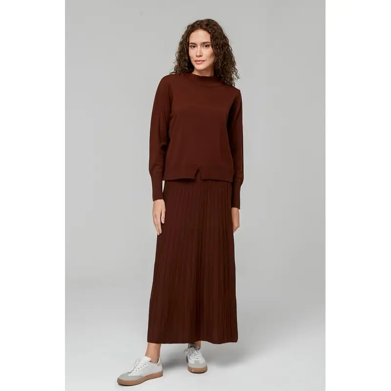 23321 Women's Brown Knitwear Sweater Skirt Set