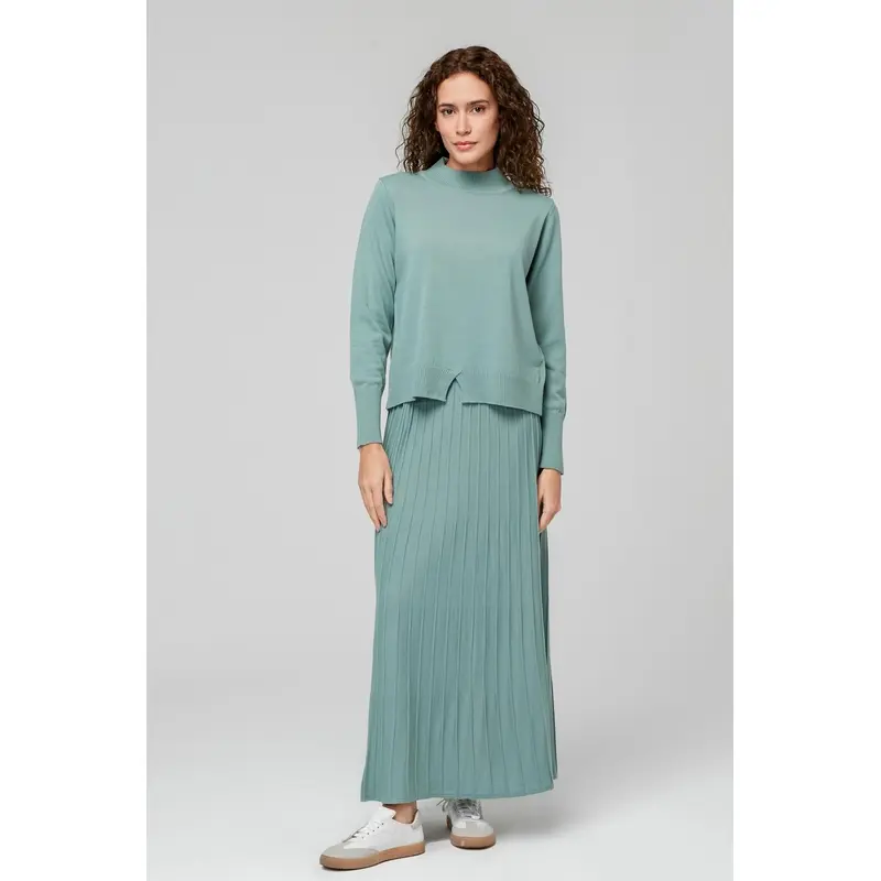 23321 Women's Green Knitwear Sweater Skirt Set